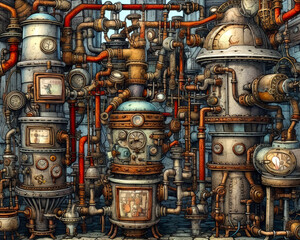 Plakat Industrial steampunk background 