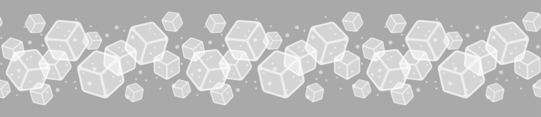 Obraz na płótnie Canvas Border with transparent 3d ice cubes and bubbles. Isolated vector illustration.