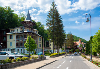 Landscape on a street in Sovata resort - Romania