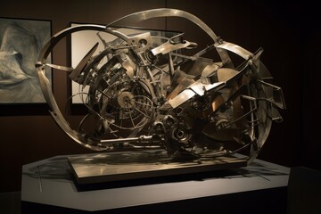 Abstract sculpture made of metal, Generative ai