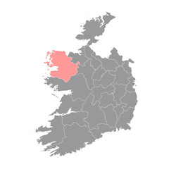 County Mayo map, administrative counties of Ireland. Vector illustration.