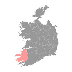 Fototapeta na wymiar County Kerry map, administrative counties of Ireland. Vector illustration.