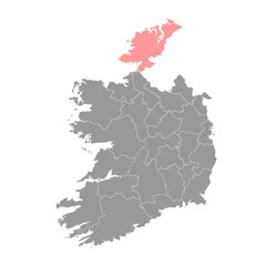 County Donegal map, administrative counties of Ireland. Vector illustration.