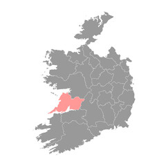 Naklejka premium County Clare map, administrative counties of Ireland. Vector illustration.