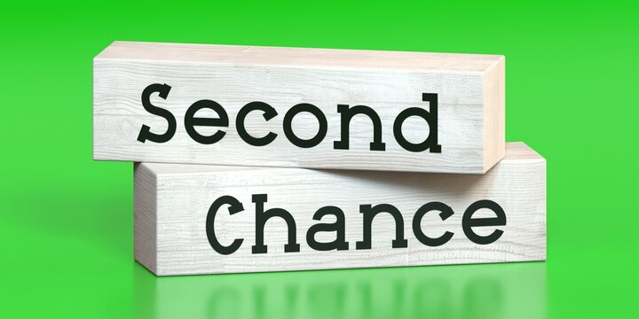 Second, chance - words on wooden blocks - 3D illustration