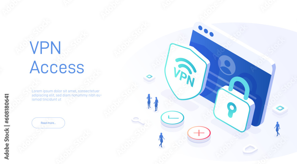 Aufkleber vpn service concept. secure internet surfing software for virtual protection network. safe online ac