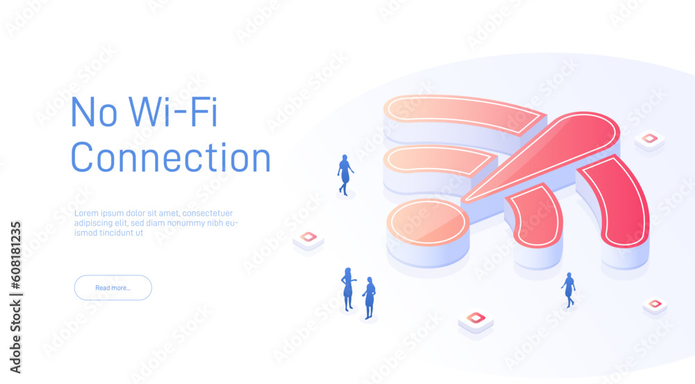 Poster no wifi range available or wi-fi restricted area concept. red cross over wifi icon. hotspot access p