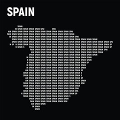 Fototapeta premium Spain map with type face. Print for textile. Vector illustration.