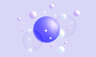 Abstract 3d glassmorphism background design with geometric spheres. Wallpaper, background for business presentations.