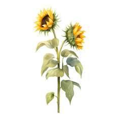Fototapeta premium watercolor sunflower isolated on white background