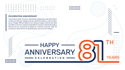 81th anniversary template design with abstract background, vector template