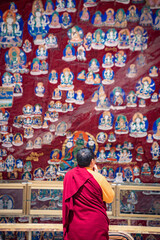 Fototapeta premium buddhist monk in buddhist temple