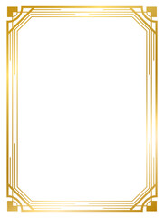 Art Deco gold frame vintage frame line geometric wedding label card frame png transparent background