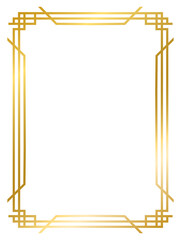 Art Deco gold frame vintage frame line geometric wedding label card frame png transparent background