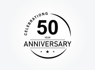 50 years anniversary pictogram vector icon, 50th year birthday logo label, black and white stamp isolated. © SIRIYAWATHI