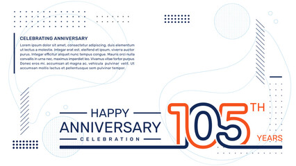 105th anniversary template design with abstract background, vector template