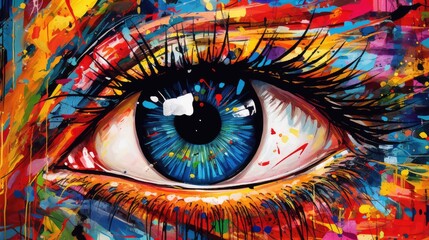 close up view of the colorful eye Created With Generative AI Technology