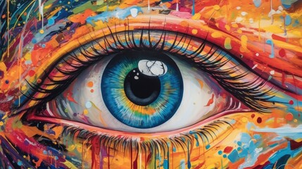 close up view of the colorful eye Created With Generative AI Technology