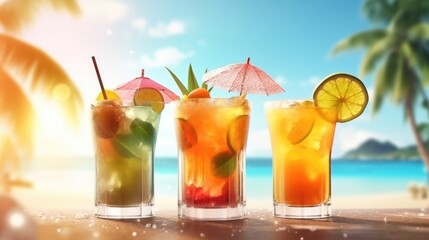 Fototapeta premium concept of the summer cocktails in the tropical beach Created With Generative AI Technology