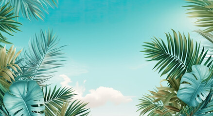concept of the summer vacation palms banner Created With Generative AI Technology