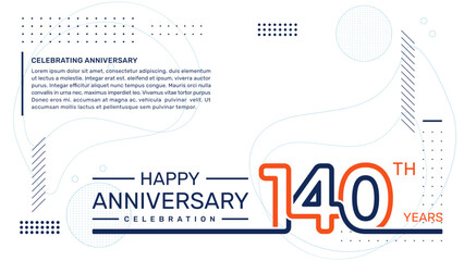 140th anniversary template design with abstract background, vector template