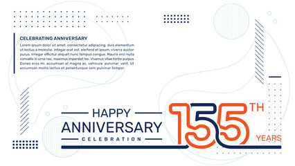 155th anniversary template design with abstract background, vector template
