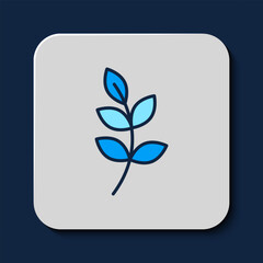 Filled outline Willow leaf icon isolated on blue background. Vector