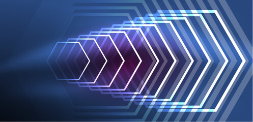 Abstract background techno neon hexagons. Hi-tech vector illustration for wallpaper, banner, background, landing page, wall art, invitation, prints, posters