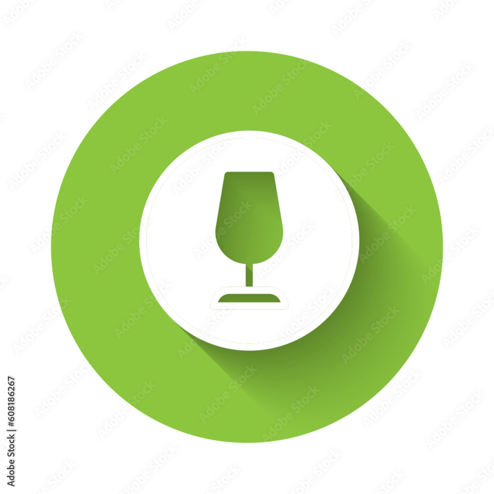 Poster white fragile broken glass symbol for delivery boxes icon isolated with long shadow background. gree