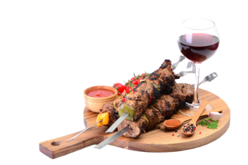 Kebab and wine isolated