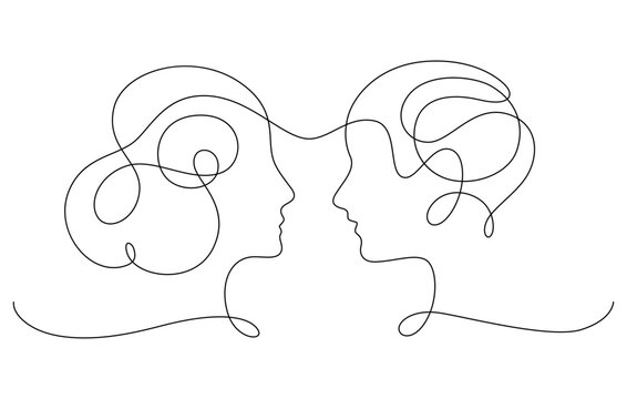 couple continuous line drawing in mental health,therapy,emotional concept