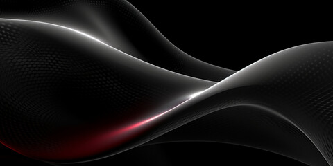 Schöner moderner futuristischer Hintergrund mit Wellenlinien und Kanten in Schwarz Rot, ai generativ
