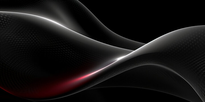 Sch&ouml;ner moderner futuristischer Hintergrund mit Wellenlinien und Kanten in Schwarz Rot, ai generativ