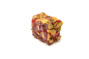Sweet roll with pomegranate and pistachios, turkish sweets.