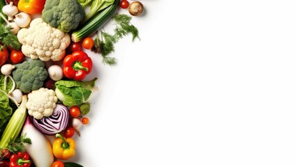 fresh vegetables with white background top view Created With Generative AI Technology