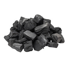 pile of coal isolated on transparent background cutout