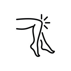 Fototapeta premium Knee pain, arthritis symptom thin line icon. Joint inflammation. Vector illustration.