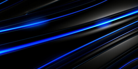 Schöner moderner futuristischer Hintergrund mit Wellenlinien und Kanten in Schwarz Blau, ai generativ