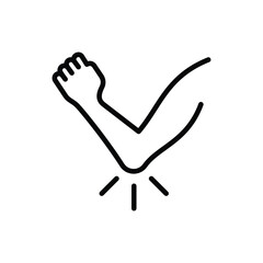 Elbow pain, arthritis symptom thin line icon. Joint inflammation. Vector illustration.