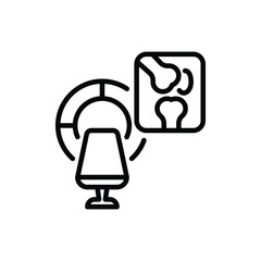 MRI knee scan. Arthritis diagnostics. Thin line icon, Vector illustration.