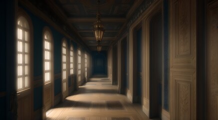 Perspective view of a grand corridor [AI Generated]