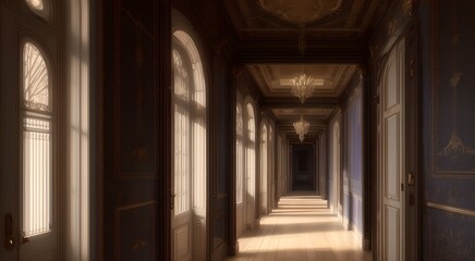 Fototapeta na wymiar Perspective view of a grand corridor [AI Generated]