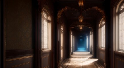 Fototapeta premium Perspective view of a grand corridor [AI Generated]