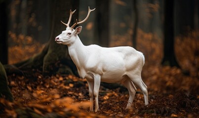 The forest is blessed by the mythical white deer with golden horns Creating using generative AI tools