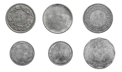 old empty silver coin on a transparent isolated background. png