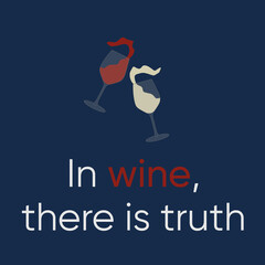 Poster with wine glasses. Wine concept. Weekends and chill concept.
