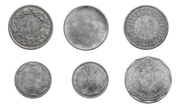 old empty silver coin on a transparent isolated background. png