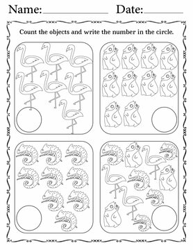 Counting Game - Activity Worksheets For Preschool Children