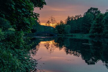 peaceful sunset at little lake