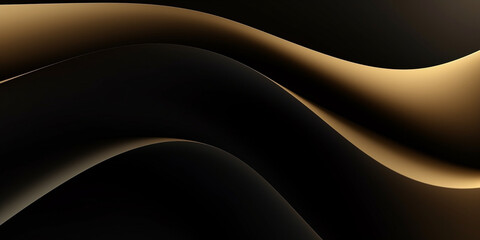 Schöner moderner futuristischer Hintergrund mit Wellenlinien und Kanten in Schwarz Gold, ai generativ